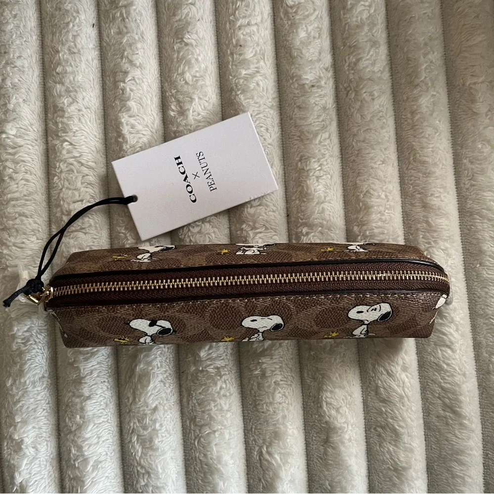 New Coach x Peanuts Snoopy Signature Canvas Pencil Case